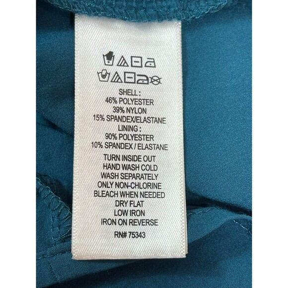 Adrienne Vittadini M Teal Blue Velvet Burnout Floral Long Bell Sleeve Dress - Picture 6 of 12